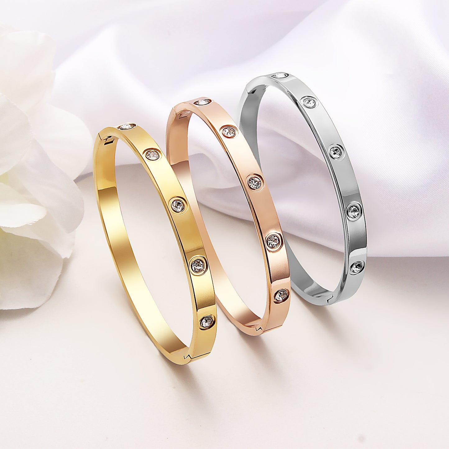 FASHION BANGLE SET SILVER AND GOLD PLATED STAINLESS JEWELRY SCREW LOVE MAGENETIC HEALTHY, CRYSTAL GOLD CARTIERRED WOMEN BRACELETE