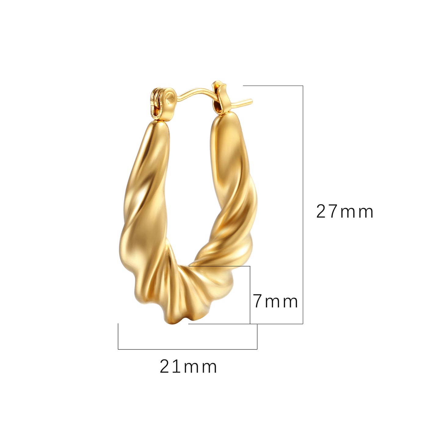 18K Gold Plated Stainless Steel Hoop Earrings, Lightweight Earring Hoop for Women Hypoallergenic Gold Fashion Earrings